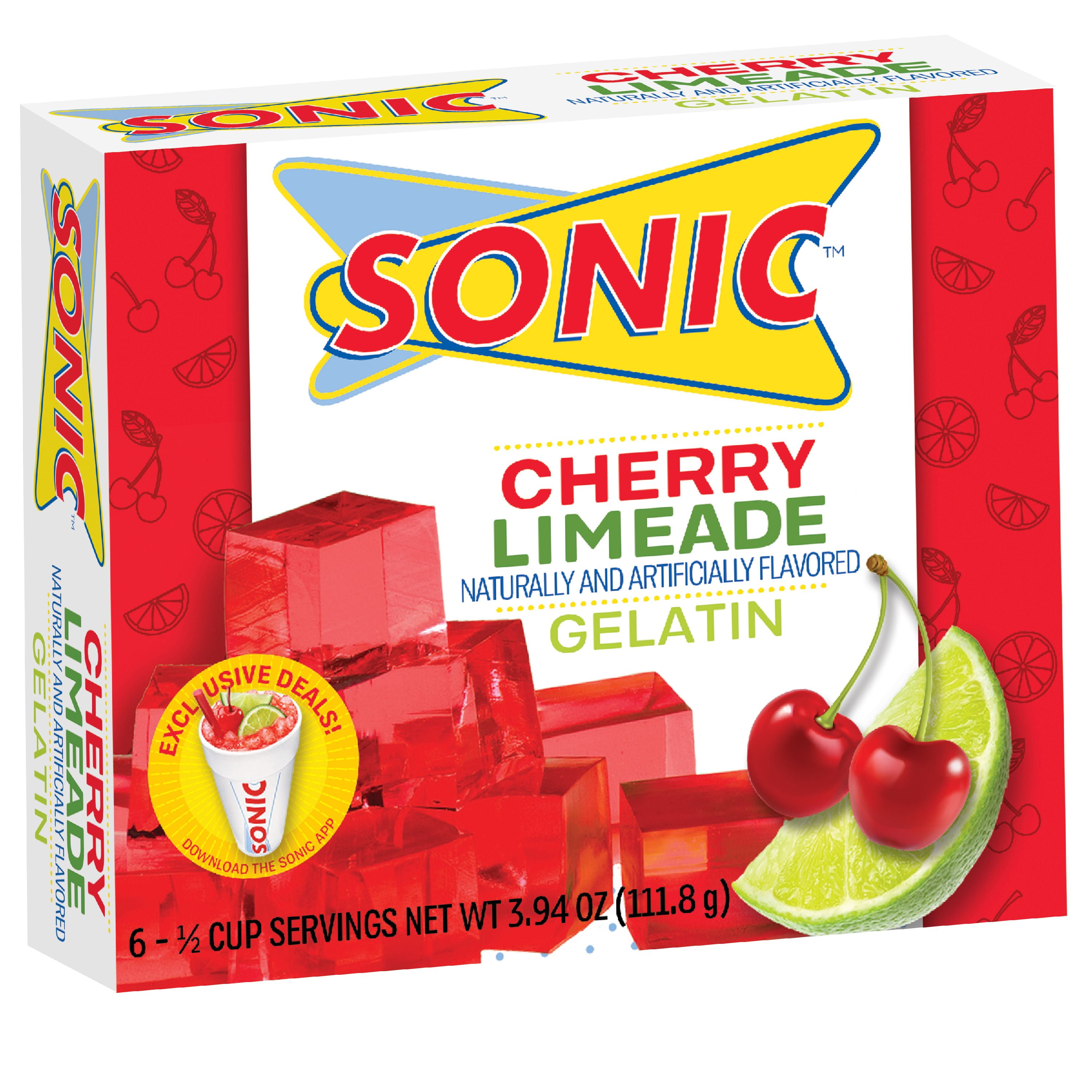 Sonic Cherry Limeade Gelatin Mix, 6 Servings, 3.94 oz Cardboard Box