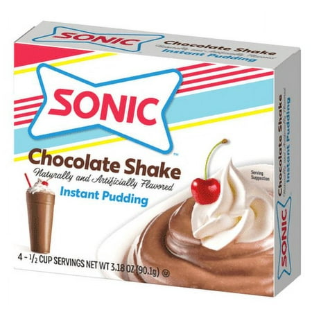 Sonic Chocolate Shake Instant Pudding Mix, 4 Servings, 3.18 oz Shelf Stable Cardboard Box