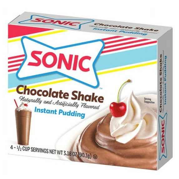 Sonic Chocolate Shake Instant Pudding Mix, 4 Servings, 3.18 oz Shelf Stable Cardboard Box
