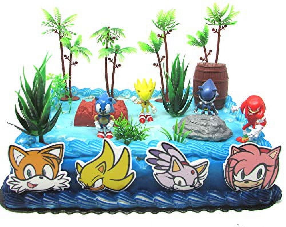 Sonic Deluxe Birthday Cake Topper Set Featuring Random Sonic Characters