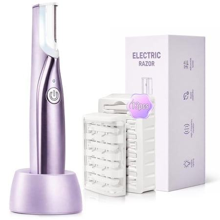 Sonic Dermaplaning Tool for Women, Rechargeable Face Dermaplane Razor with Sonic Edge Technology for FacialHair, Peach Fuzz & Exfoliation Removal, LED Light, 3 Speeds, 13 Refill Blades