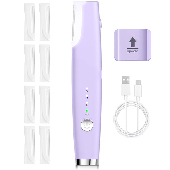 Sonic Dermaplaning Tool for Women, Rechargeable Face Dermaplane Razor with Sonic Edge Technology for FacialHair, Peach Fuzz & Exfoliation Removal, LED Light, 3 Speeds, 9 Refill Blades(Purple)