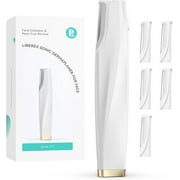 Sonic Dermaplaning Tool for Face - Rechargeable Dermaplane Razor with 6 Refill Dermablades, Facial Hair & Peach Fuzz Remover for Women (White)