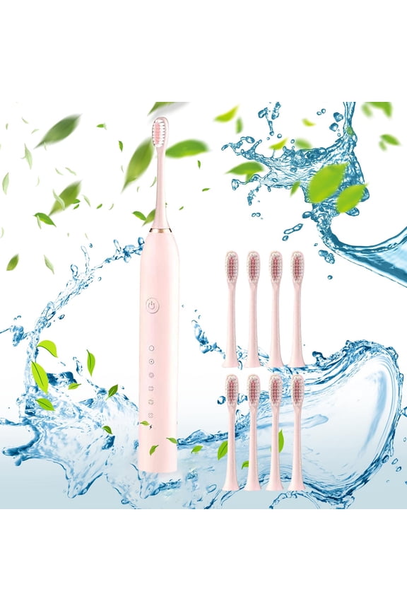 Sonic Electric Toothbrush with 32000 VPM High-Frequency Vibration, 6 Cleaning Modes and 8 Replacement Heads, USB Rechargeable Oral Care Brush for Adults and Childs