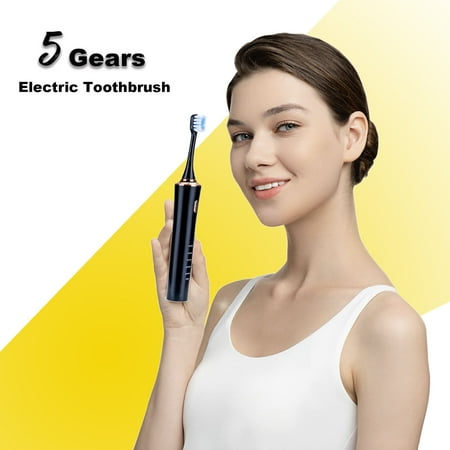 Sonic Electric Toothbrush for Adults,Toothbrush Electric with 8 Toothbrushes Heads, Electronic Battery Toothbrush 5 Modes & 3 Intensity, 3 Hours Fast Charge for 90 Days Use, Black, rotory toothbrush