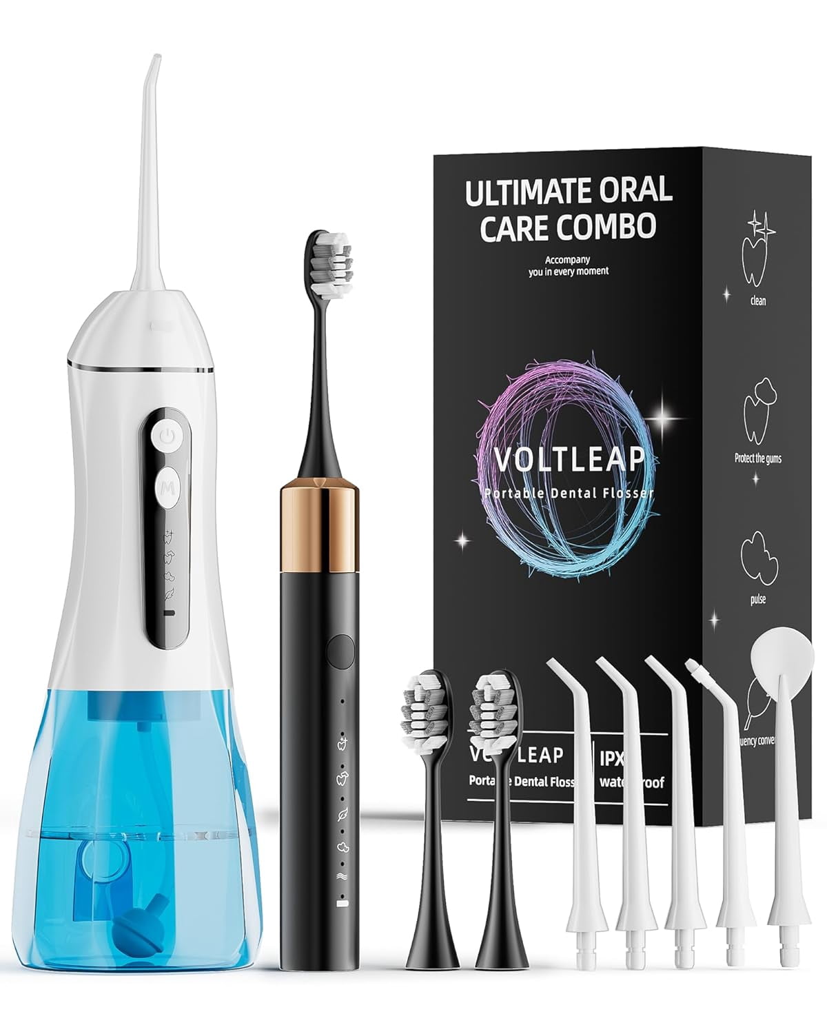 Sonic Electric Toothbrush and Electric Floss for Adults and Kids, Electric Toothbrush Water Flosser Adults, Water Dental Picks, Cleaning and Flossing Dental Care, Waterproof