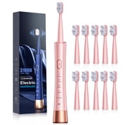 Smyeviva Sonic Electric Toothbrush for Adults High Power Rechargeable 10 Brush Heads 5 Modes Smart Timer Soft Bristle Toothbrushs(Pink)