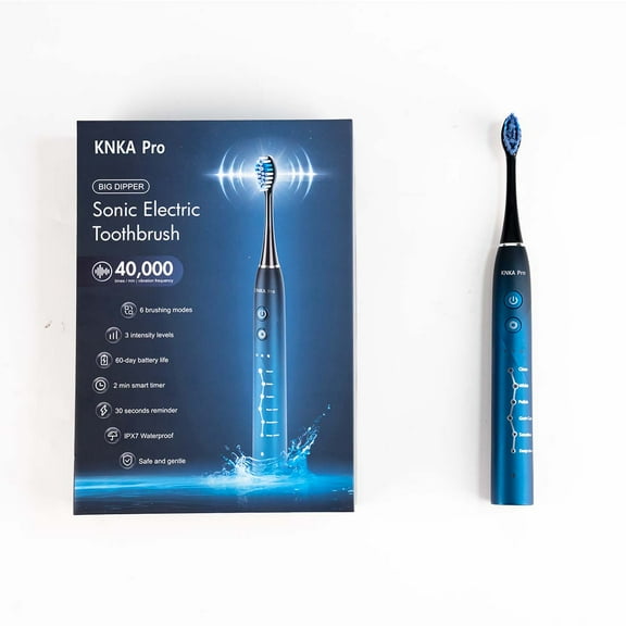 Sonic Electric Toothbrush for Adults, Rechargeable Smart Automatic Power Toothbrushes with 6 Modes, 3 Intensity Levels, IPX7 Waterproof (Blue)