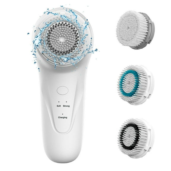 Sonic Facial Cleansing Brush, Rechargeable with 3 Interchangeable Brush Heads for Deep Cleansing and Gentle Exfoliation, Ideal for Daily Skincare Routine and Makeup Removal