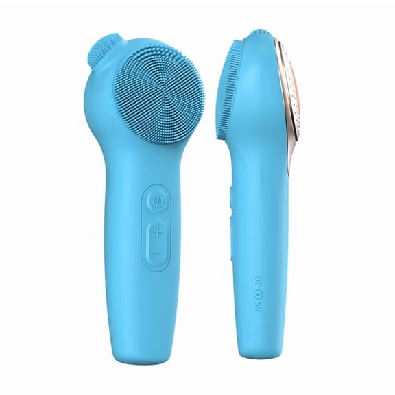 Sonic Facial Cleansing Brush, Rechargeable & Waterproof Silicone Face Scrubber with Dual-Zone Bristles for Deep Surface Cleansing & Gentle Exfoliation,Blue