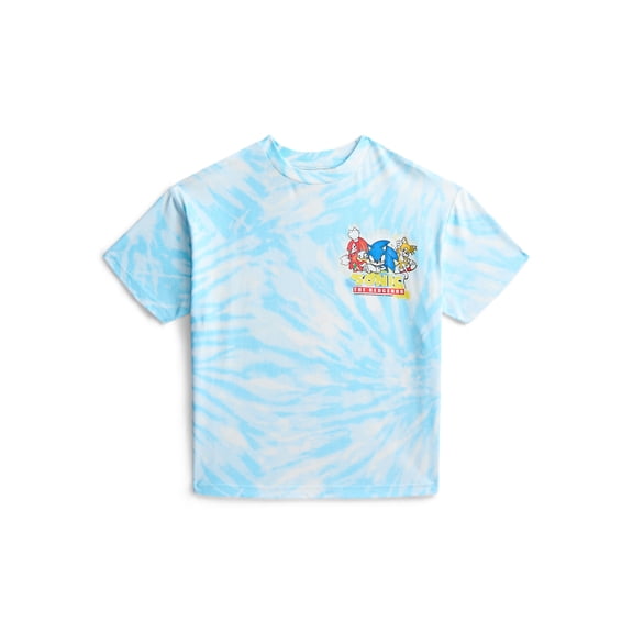Sonic the Hedgehog Boys Faux Wash Graphic Tee with Short Sleeves, Sizes XS-2XL