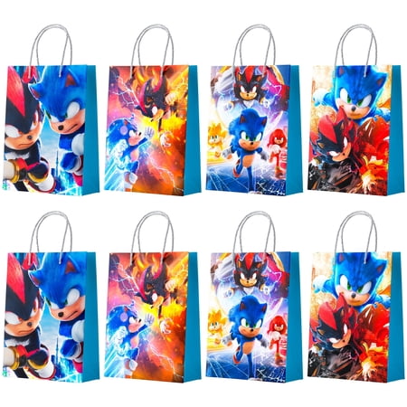 Sonic Favor Bags - 16pcs Sonic Party Bags, Sonic Gift Bags, Sonic Candy Bags for Boys/Girls Kids Sonic Themed Birthday Party Decoration Supplies