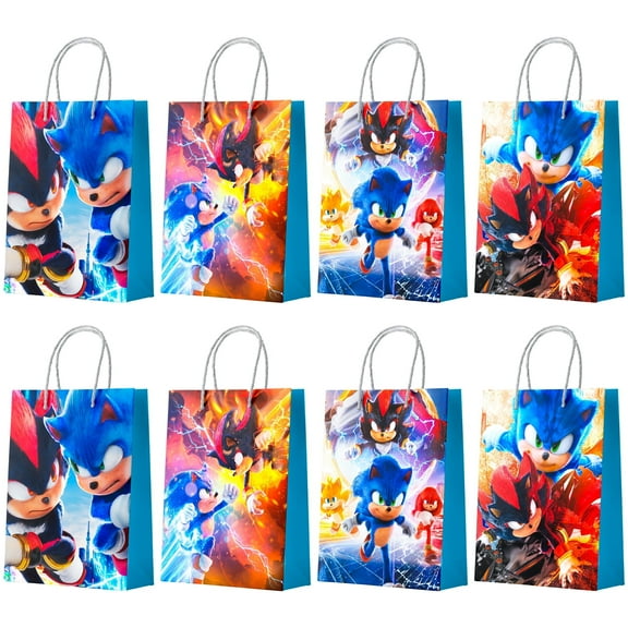 Sonic Favor Bags - 16pcs Sonic Party Bags, Sonic Gift Bags, Sonic Candy Bags for Boys/Girls Kids Sonic Themed Birthday Party Decoration Supplies