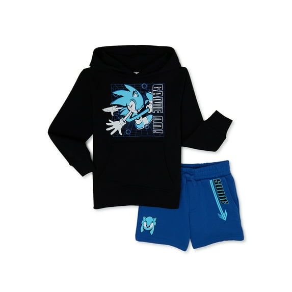Sonic Gaming Duo, Boys Long Sleeve Hoodie and Shorts Set, Sizes 4-18 (Little Boys & Big Boys)
