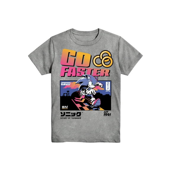 Sonic Go Faster, Boys Apparel Graphic Crew Neck Short Sleeve T-Shirt, Sizes 4-18 (Little Boys & Big Boys)