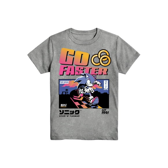 Sonic Go Faster, Boys Apparel Graphic Crew Neck Short Sleeve T-Shirt, Sizes 4-18 (Little Boys & Big Boys)