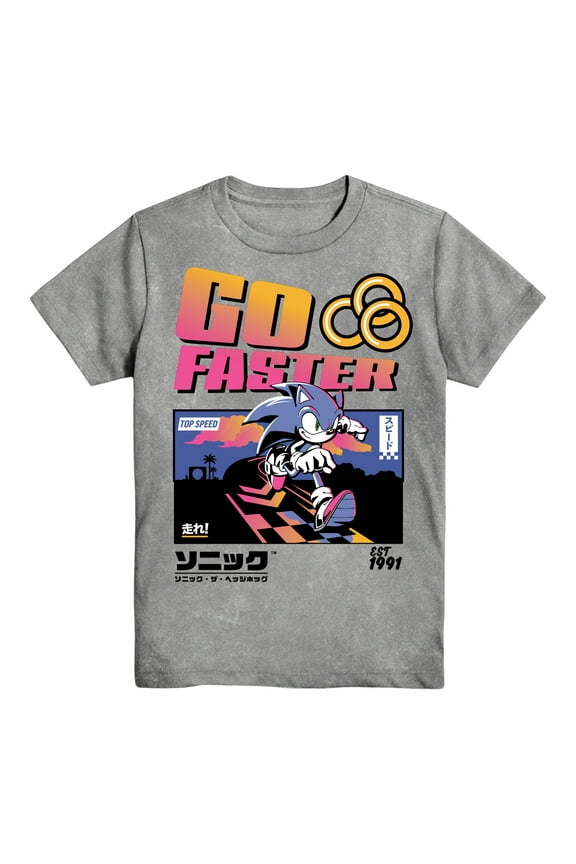 Sonic Go Faster, Boys Apparel Graphic Crew Neck Short Sleeve T-Shirt, Sizes 4-18 (Little Boys & Big Boys)