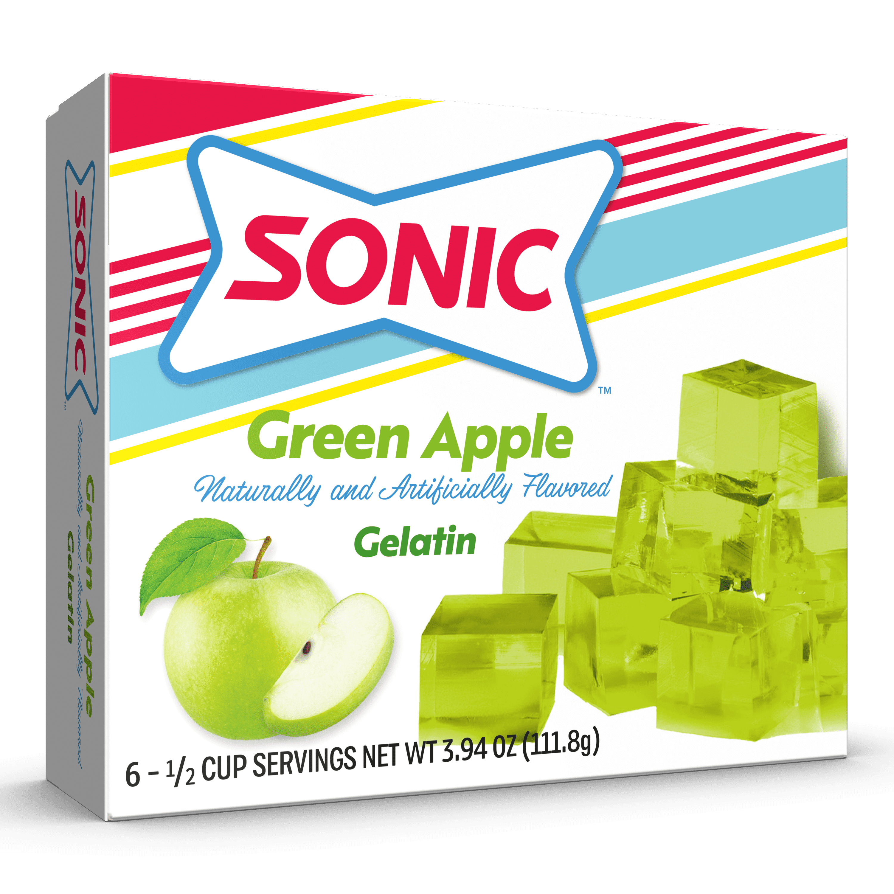 Sonic Green Apple Gelatin Mix, 6 Servings, 3.94 oz Cardboard Box