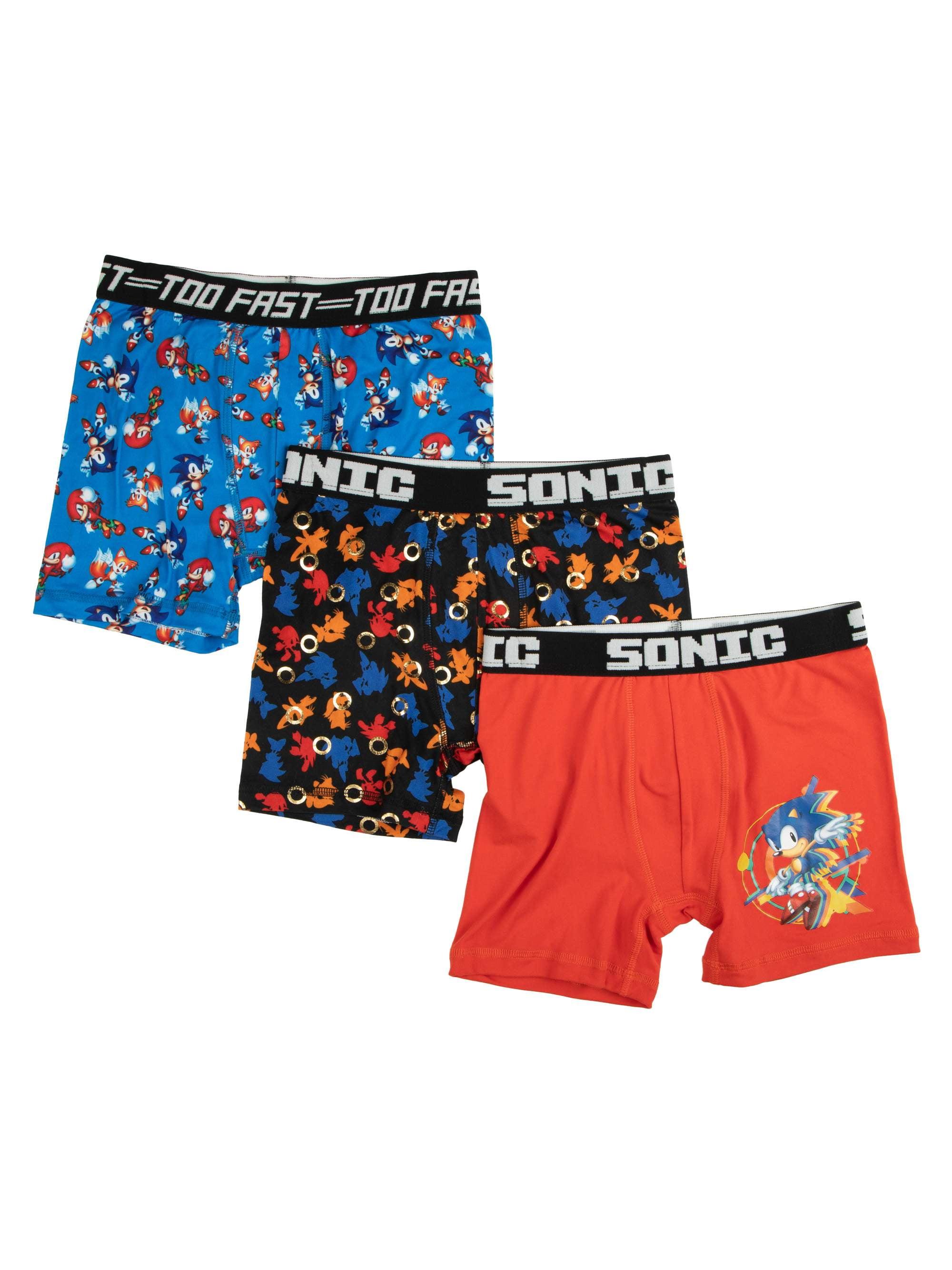Sonic Hedgehog Boy's Underwear, 3 Pack Underoos Poly Boxer Brief (Little  Boys & Big Boys)