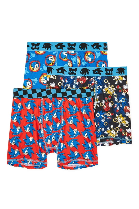 Sonic Hedgehog Boys Performance Boxer Briefs, 3-Pack