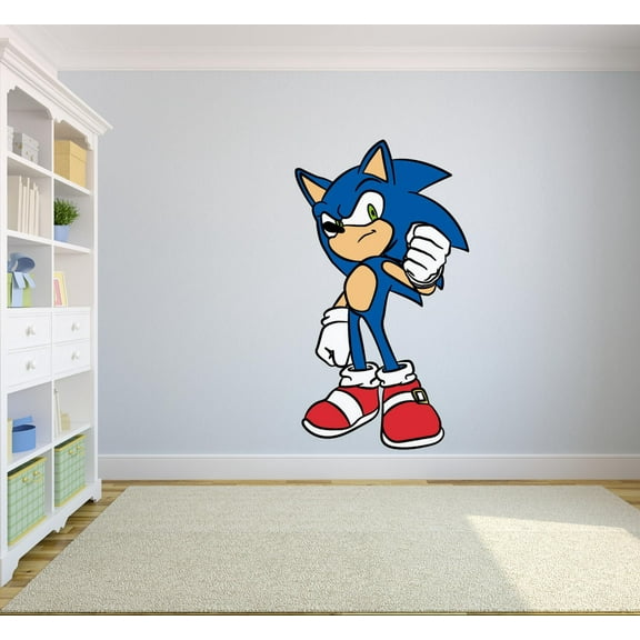 Sonic The Hedgehog Cartoon Game Character Decors Wall Sticker Art Design Decal for Girls Boys Kids Room Bedroom Nursery Kindergarten House Home Decor Stickers Wall Art Vinyl Decoration (40x20 inch)