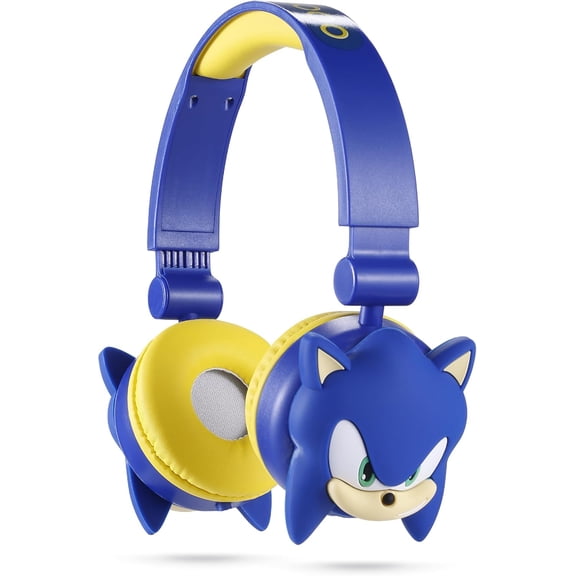 Sonic The Hedgehog - Kids Bluetooth Headphones, Wireless & Wired Over-Ear Headphones with Safe Volume, Adjustable Headband, Rechargeable Battery Stereo Sound Perfect for School, Home, Travell