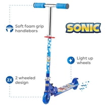 Sonic Kick Scooter with Light Up Wheels, Blue Scooter for Kids Ages 5+