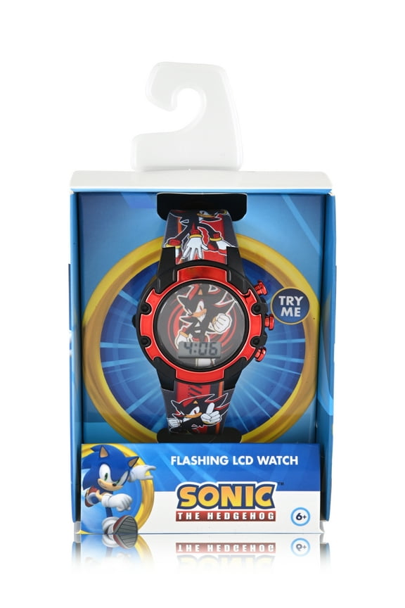 Sonic the Hedgehog Featuring Knuckles Unisex Child Black and Red LCD Watch, SNC4398MWM