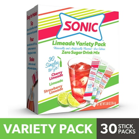 Sonic Limeade Sugar-Free Variety Pack Singles to Go Powdered Drink Mix, 30 Count Packets