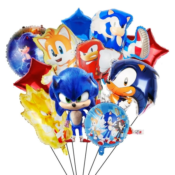 Sonic Party Decoration Balloons, 11 Pcs of Sonic Balloons, including Sonic Foil Balloons and Star Foil Balloons, etc. Sonic Foil Balloons for Boys Kids Sonic Theme Party