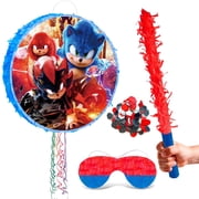Sonic Pinata, Sonic Pinata Set - Sonic themed pinata, Sonic party pinata sticks, Sonic party game eye mask and other Sonic Pinata supplies for Sonic birthday party decorations