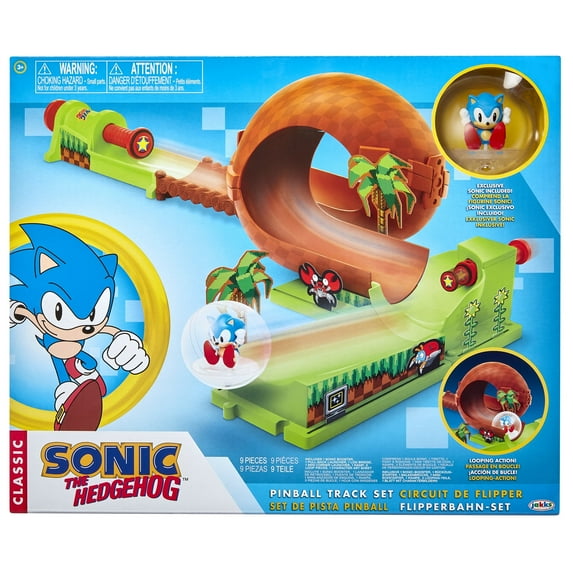 Sonic Pinball Set with 2" Exclusive Sonic Sphere, 3+, Green Hill Zone, 9 PCS