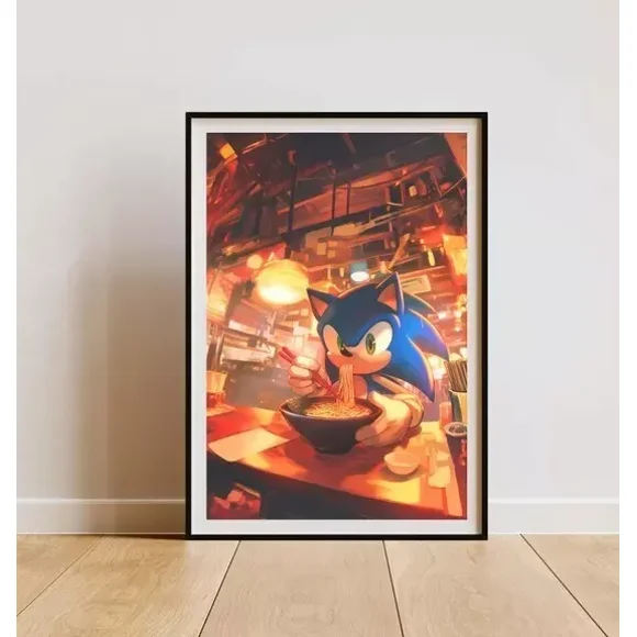 Sonic - Poster On The Famous Video Game Hero - Sonic - Ramen - Knuckles 4 NO FRAMED POSTER Home Decor, Vintage Art Print, Haging Poster, Cute Birthday Gift, Wall Art