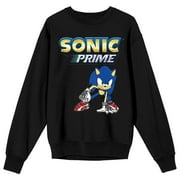 BIOWORLD Sonic Prime Character Art Crew Neck Long Sleeve Adult Black Sweatshirt-Medium