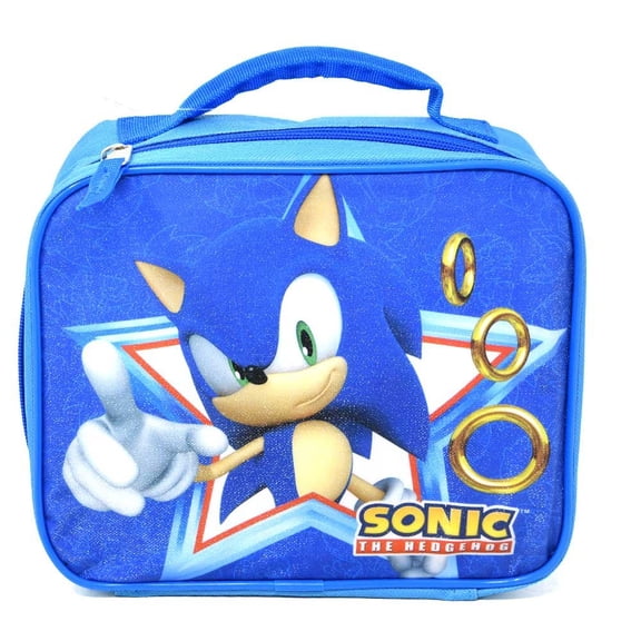 Sonic The Hedgehog Kids Lunch Box Sonic Ring Power Character Insulated Lunch Bag Tote For Hot And Cold Food, Drinks, And Snacks 9" x 3" x 8"