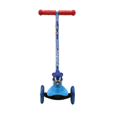 Sonic Ride-N-Glide Buddies 3D Toddler Scooter, 3 Wheel Scooter for Kids Ages 3+, Blue