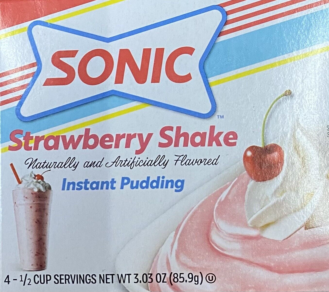 Sonic STRAWBERRY SHAKE Dessert Instant Pudding Mix 3.03 oz Box