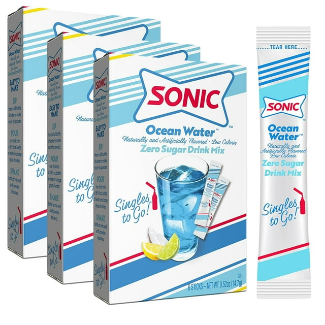Sonic Singles On the Go Powdered Drink Mix, Ocean Water Flavor, Sugar