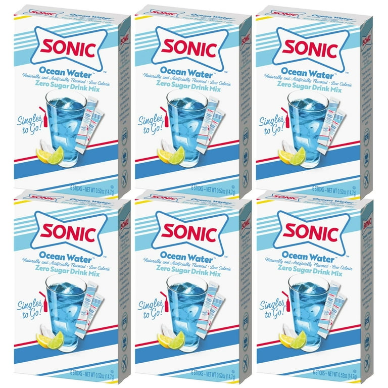 Sonic Singles to Go Powdered Drink Mix, Ocean Water, 6 Sticks per