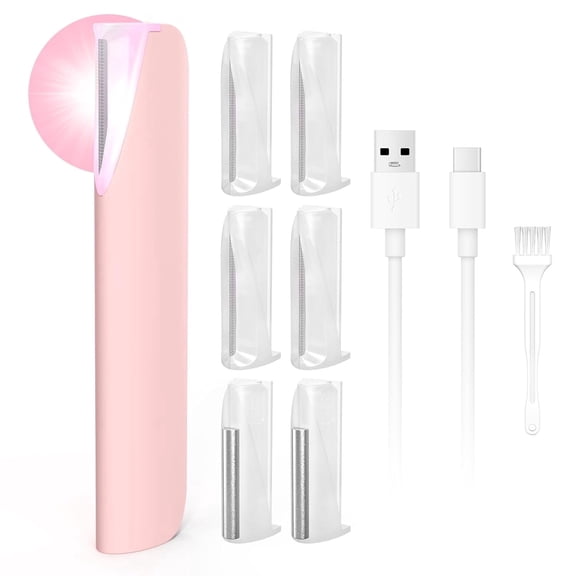 Lanieney Dermaplane for Women Face, Dermaplane Razor for Women with LED Light, Rechargeable Facial Hair & Peach Fuzz Remover, 4 Refill Dermablades & 2 Microsmooth Exfoliation Tips, Pink