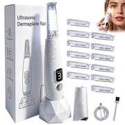 Sonic Dermaplane Razor for Women Face, 12 Refill Blades white