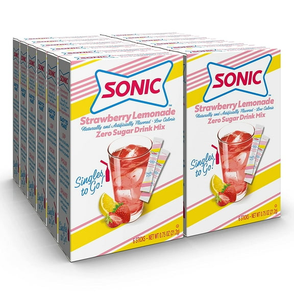Sonic Strawberry Lemonade SINGLES TO GO Powdered Drink Mix, Quantity of 12 Boxes