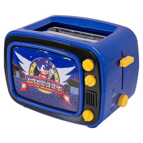 Uncanny Brands Sonic the Hedgehog Retro TV Toaster, 2-Slice Toaster with Light-Up Frame
