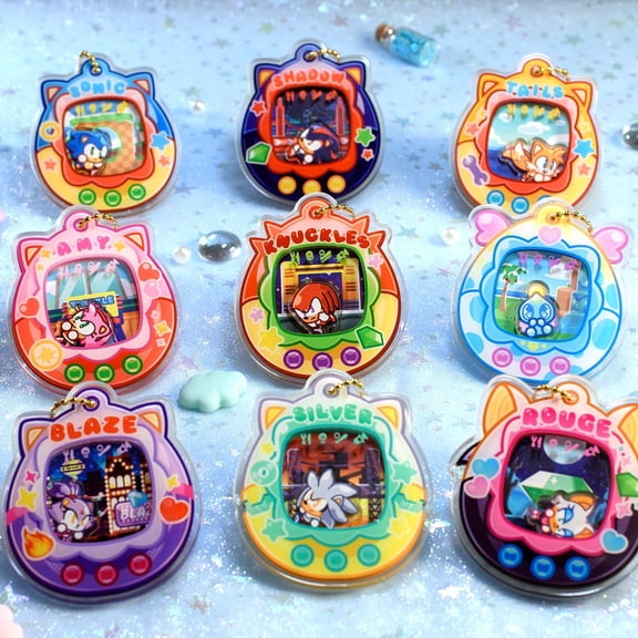 Sonic Tamagotchi Keychains - Shadow Chao Knuckles Tails Amy Silver Blaze Rouge (1 keychain)