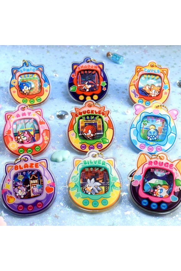 Sonic Tamagotchi Keychains - Shadow Chao Knuckles Tails Amy Silver Blaze Rouge (1 keychain)