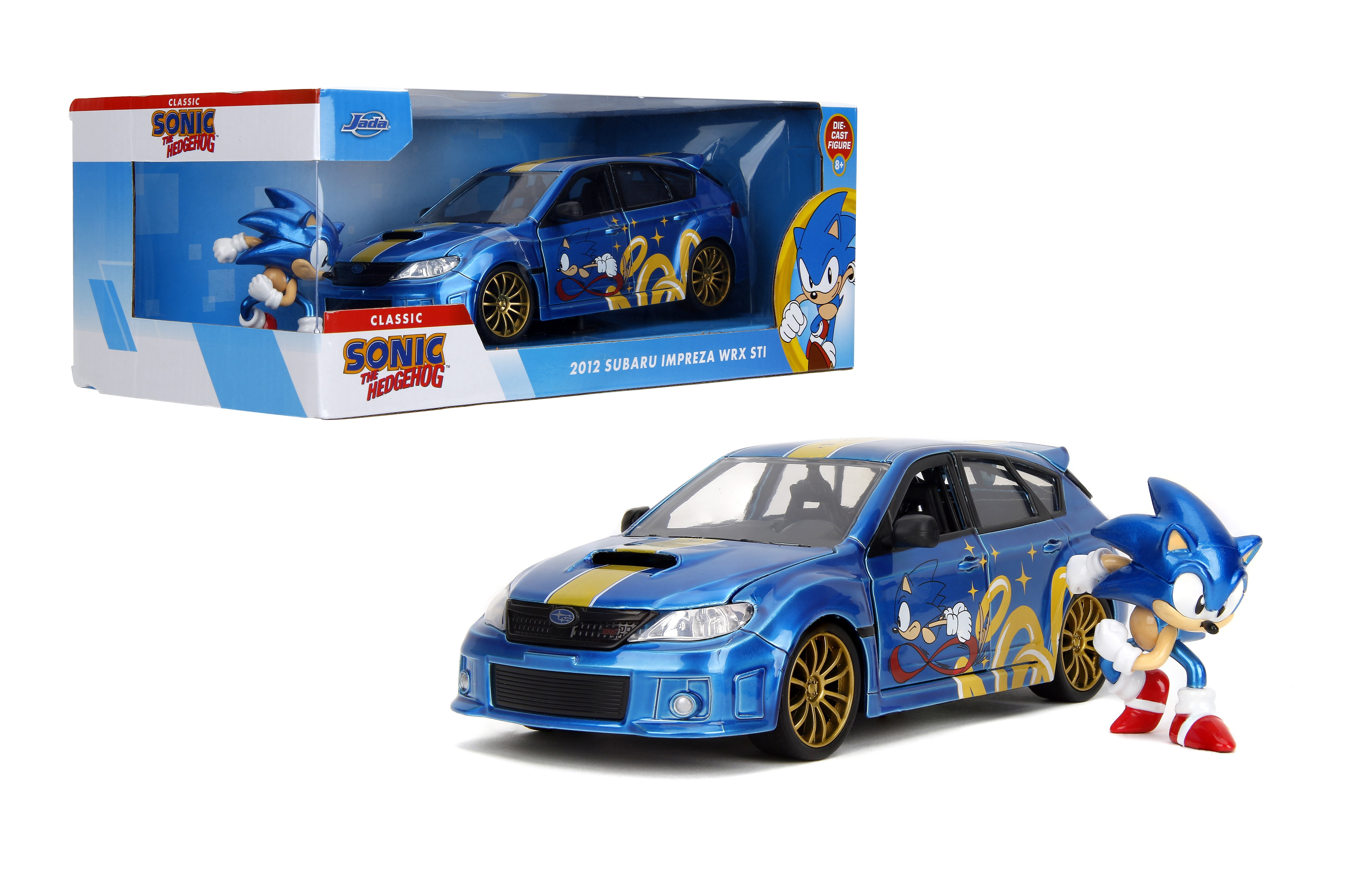 Sonic The Hedgehog 2012 Subaru Impreza WRX STI 1:24 Die-Cast Car & Sonic Figure Model Vehicles