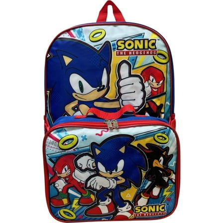 Ruz Sonic The Hedgehog 16 Inch Backpack With Detachable Matching Lunch Box Sonic II