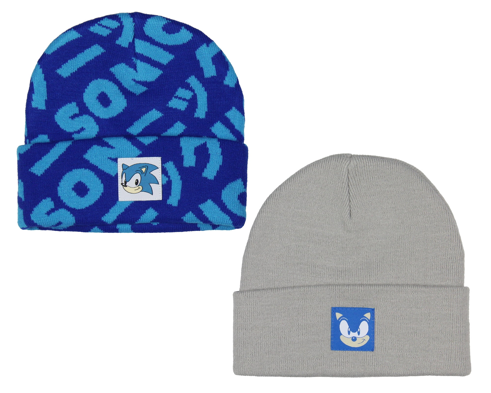 Sonic The Hedgehog 2-Pack Knit Cuffed Cold Weather Adult Novelty Beanies Hat OSFM