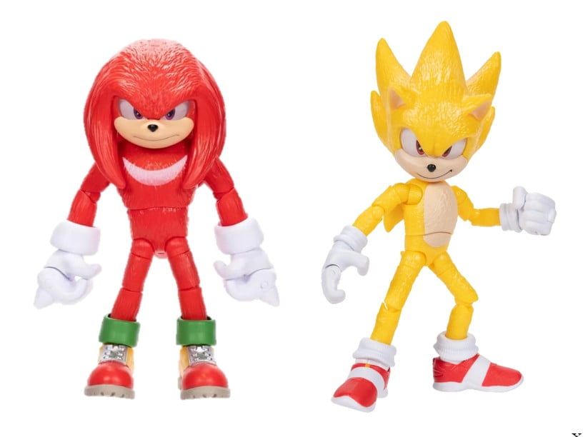Sonic The Hedgehog 3 Movie 5 inch Super Sonic and Knuckles Action Figure 20 Points of Articulation Bundle