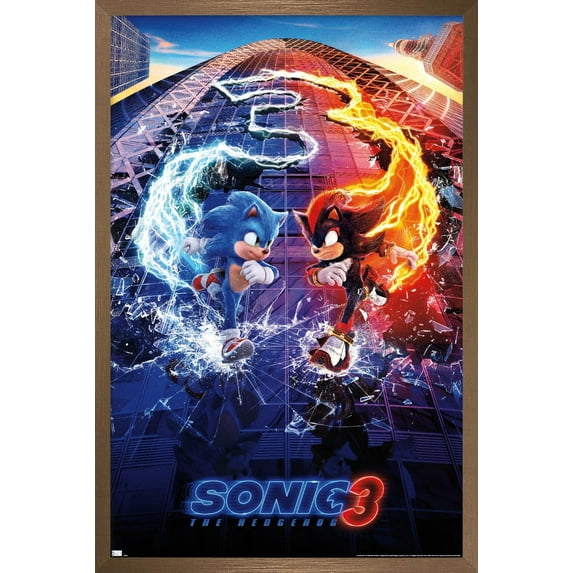 Sonic The Hedgehog 3 - One Sheet Wall Poster, 14.725" x 22.375" Framed